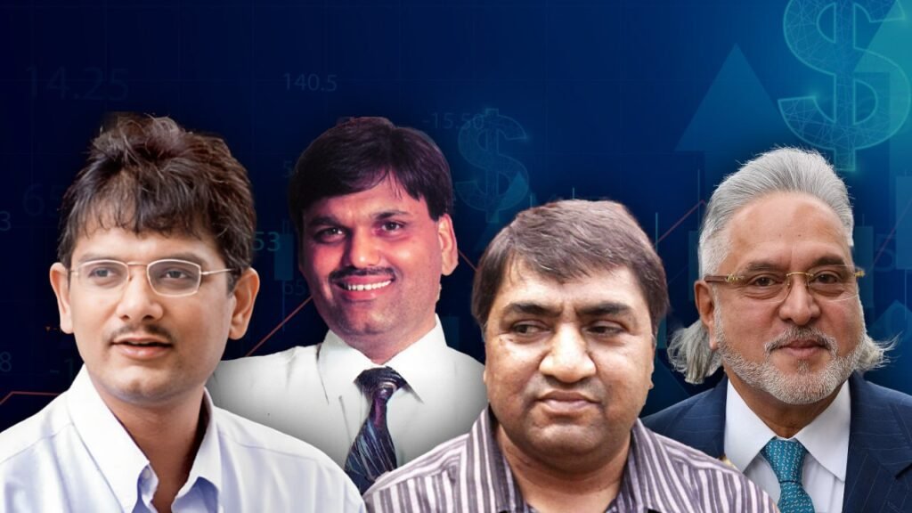 Fraud, Royal Twinkle Club
Harshad mehata 
telgi sacm 
vijay malya